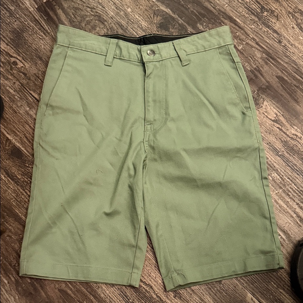 Volcom Men's Olive Green Flat Front Shorts